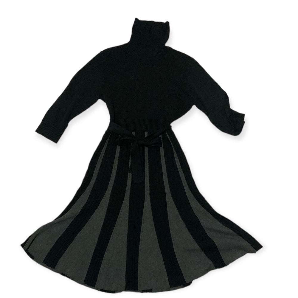 London Times Black & Grey Turtleneck Sweater Dress Size XL